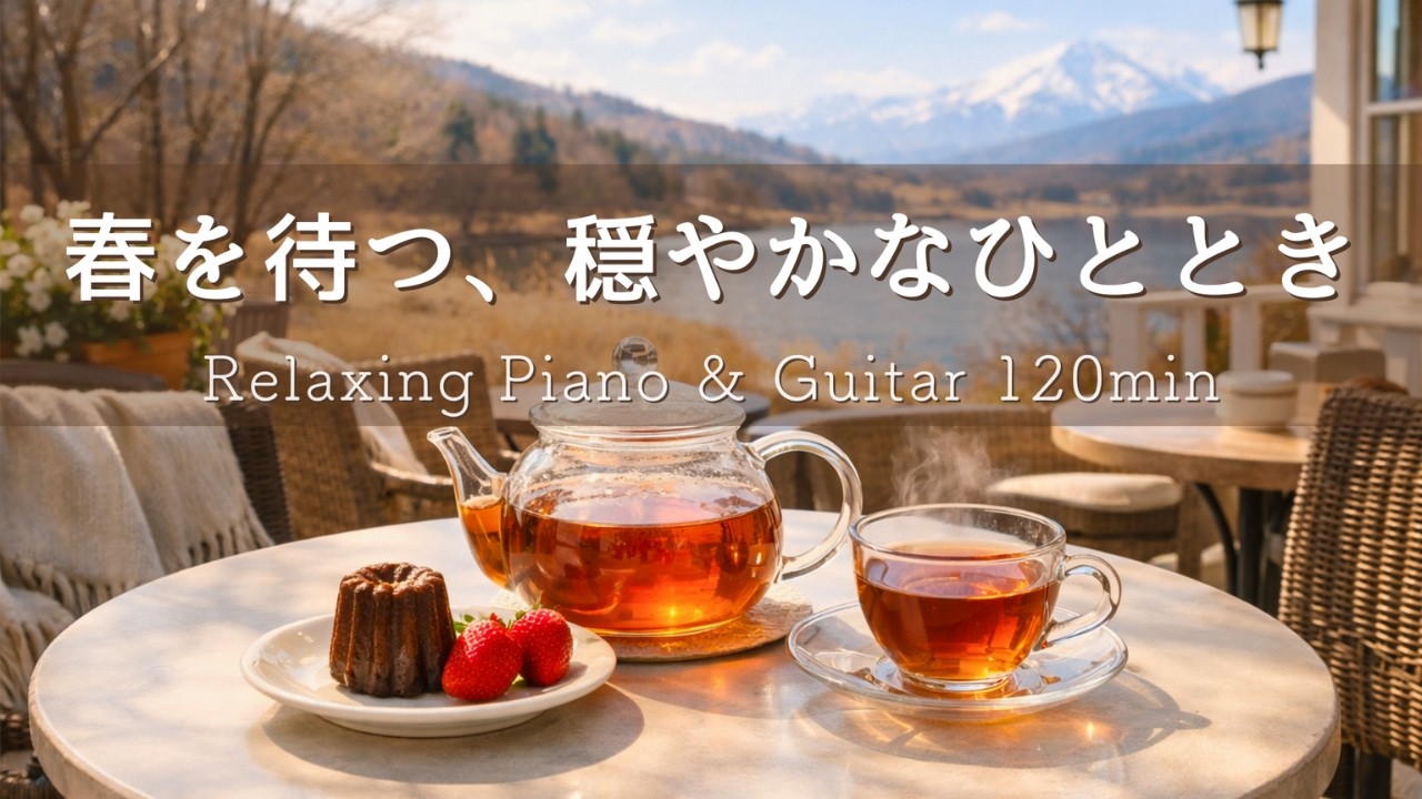 【癒しBGM】春を待つ、穏やかなひととき🌿 静かな湖畔で過ごすひとり時間Relaxing Piano & Guitar 120min｜リラックス・読書・勉強・作業用音楽