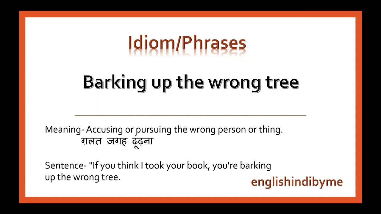 Barking up the wrong tree meaning in hindi |गलत जगह खोज करना | Idiom and phrases in hindi