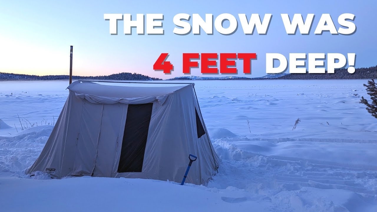 Solo Winter Camping Hot Tent Adventure - DEEP Snow, FREEZING Temperatures