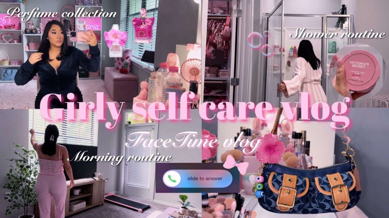 GIRLY GIRL VLOG ♡: morning routine, shower, self care, girl chat, organizing & perfume collection 🫧