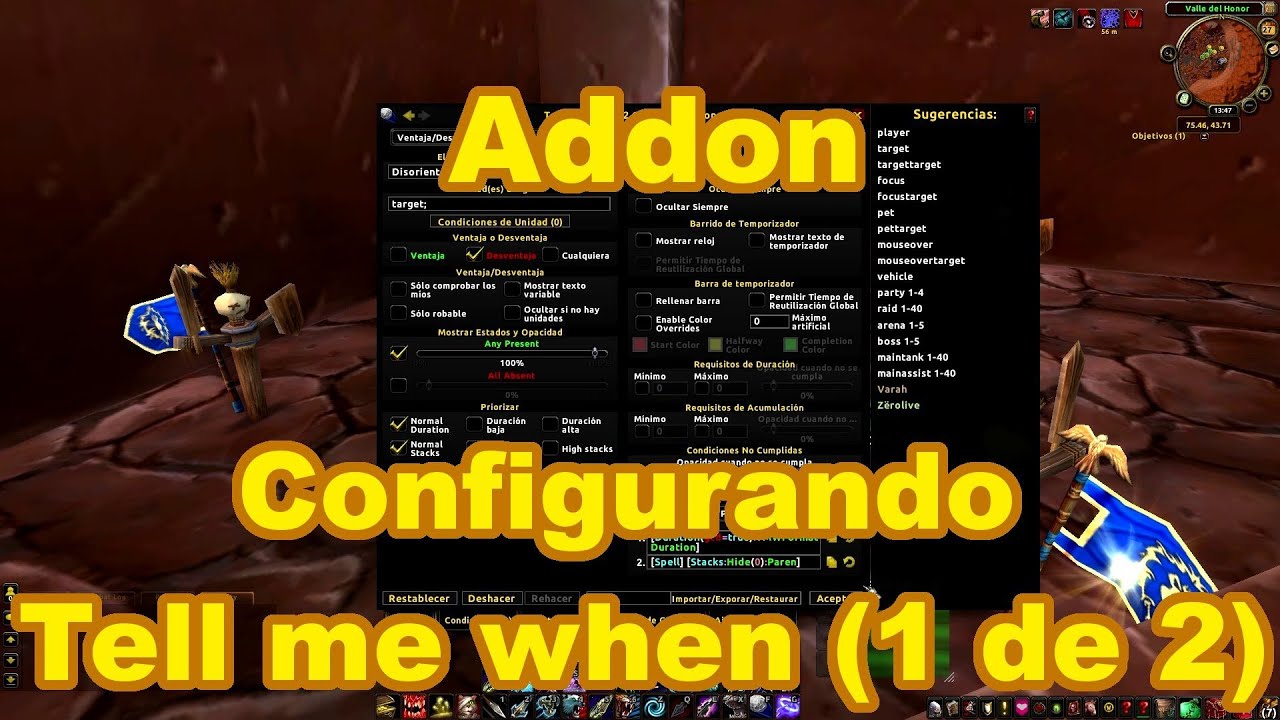 Addon - Configurando Tell me when (1 de 2)
