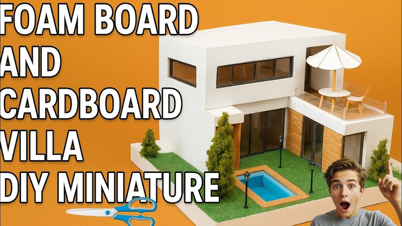 👉 🏡 Building a Realistic Handmade Miniature Villa | Cardboard & Foam Board Architectural Model