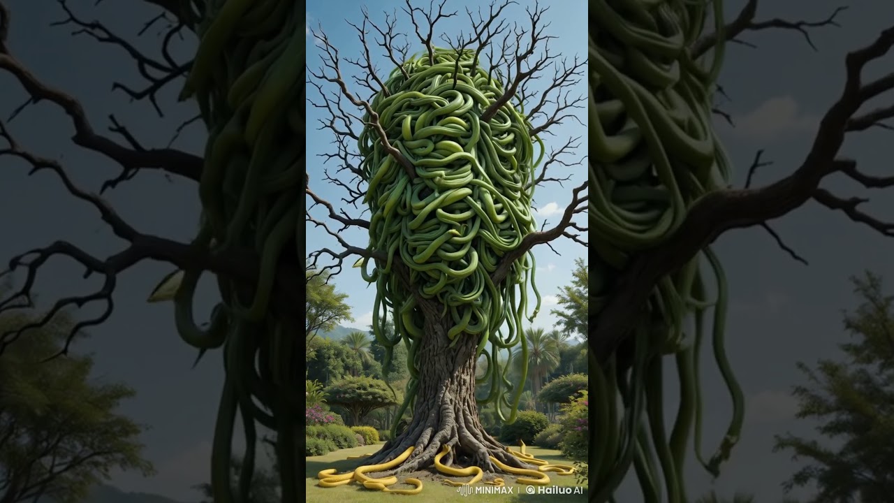 Legend has it that snakes grow from trees #snake #shortsfeed #python #tree