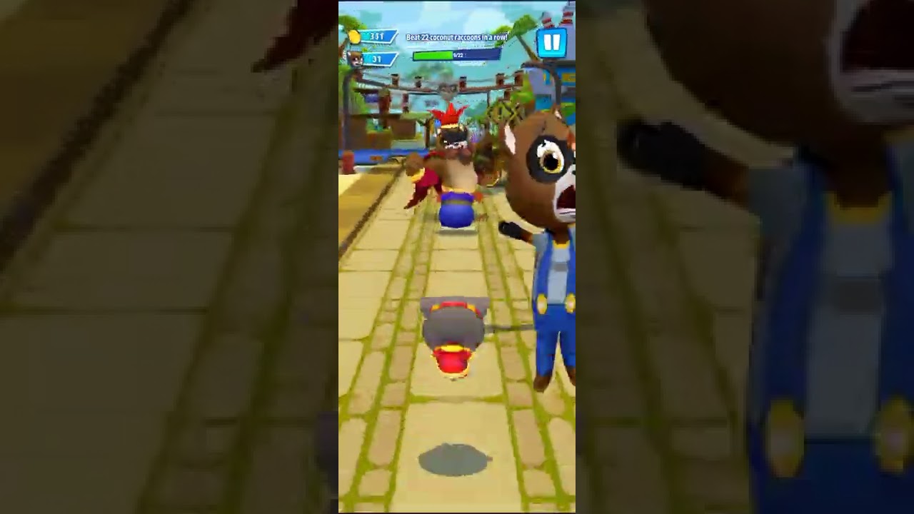 Talking Tom Hero Dash games videos official Beats 22 coconut raccoons in a row mission