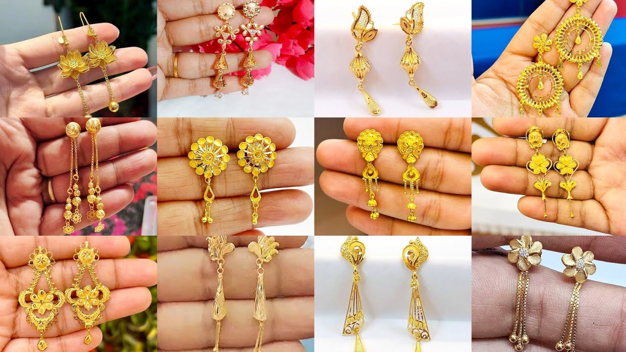Gold sui dhaga earrings designs with price 2025 || Gold earrings designs light weight 