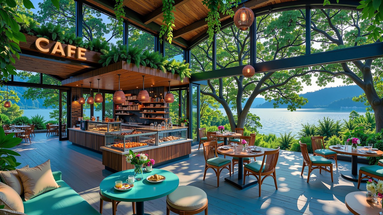 February Riverside Porch Jazz | Positive Jazz In Cabin With Fresh Ambience for Work, Study & Relax