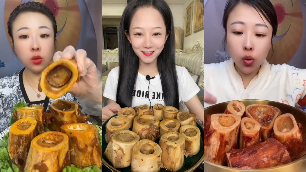 Asmr mukbang eating bone marrow - full 2 hours long - alice food #455