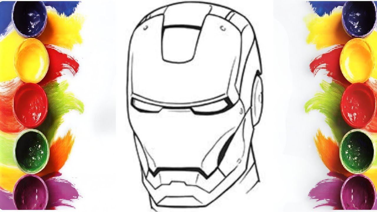 Coloring Iron Man Helmet | Marvel Iron Man Mask Coloring Page | Marker Art | MINI ARTIST WORLD