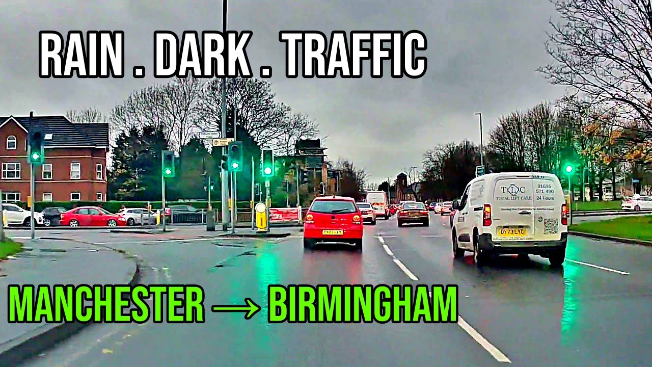 🇬🇧 UK Night Drive in Heavy Rain | Manchester to Birmingham — M6 (4K POV)