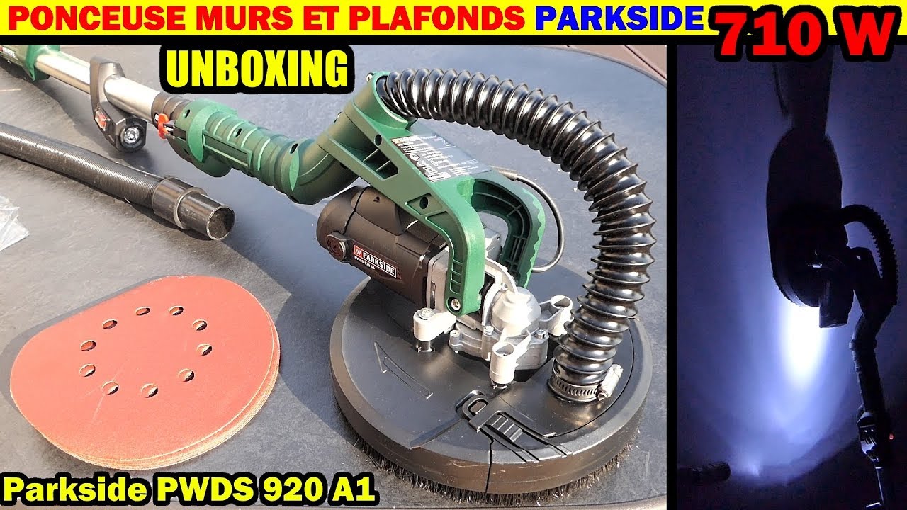 ponceuse murs et plafonds PARKSIDE SCHEPPACH LIDL PWDS 920 A1 girafe déballage unboxing