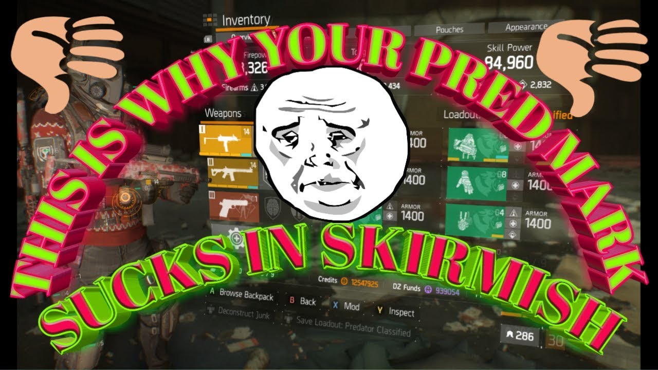 The Division 1.8 Classified Pred Mark Skirmish Build + Gameplay