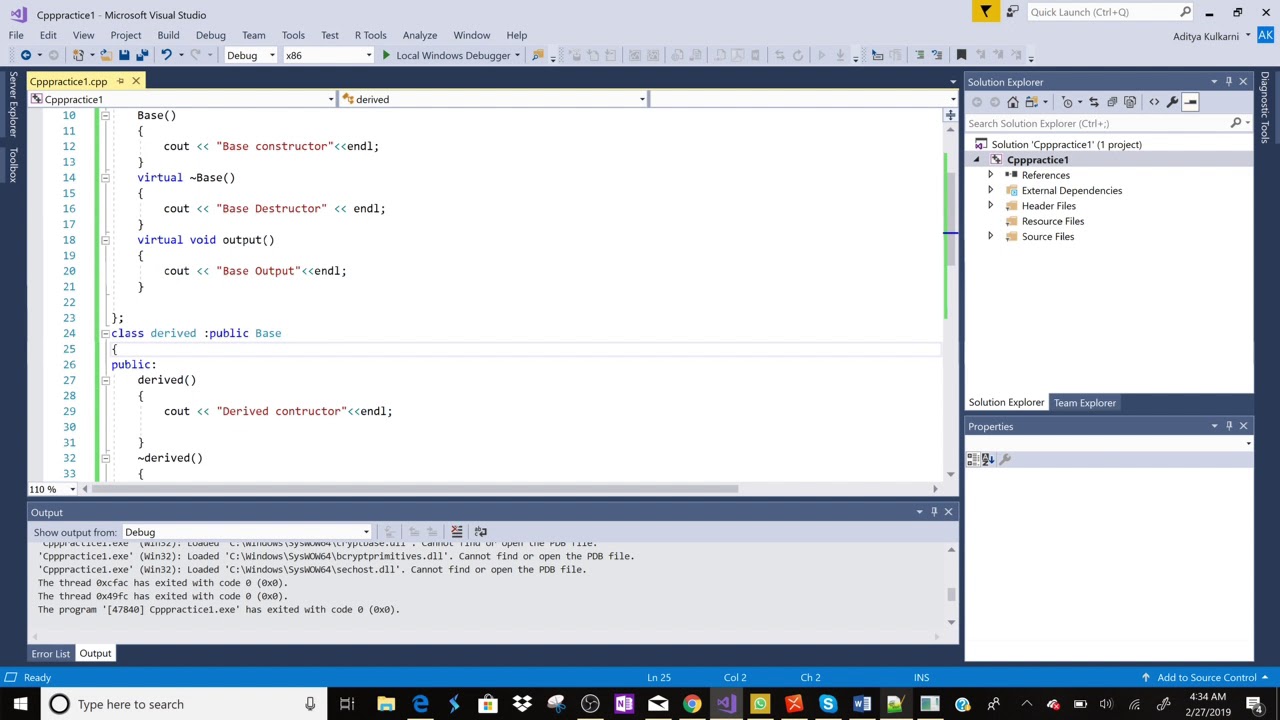 Virtual Function and Virtual destructor example