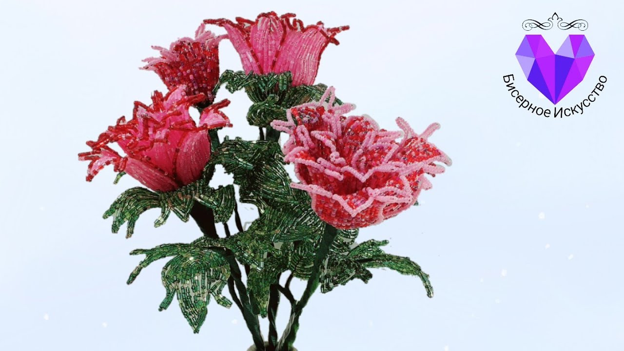 🌹Цветы из бисера Звёздная РОЗА пошаговый мастер класс  BEAD FLOWERS Star ROSE STEP-BY-STEP M.K