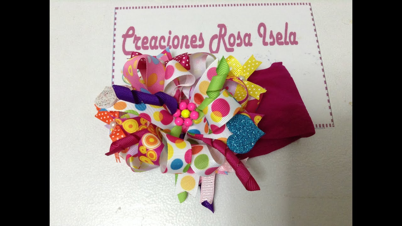 Tiara para bebe de listón estampado muy colorida No. 121