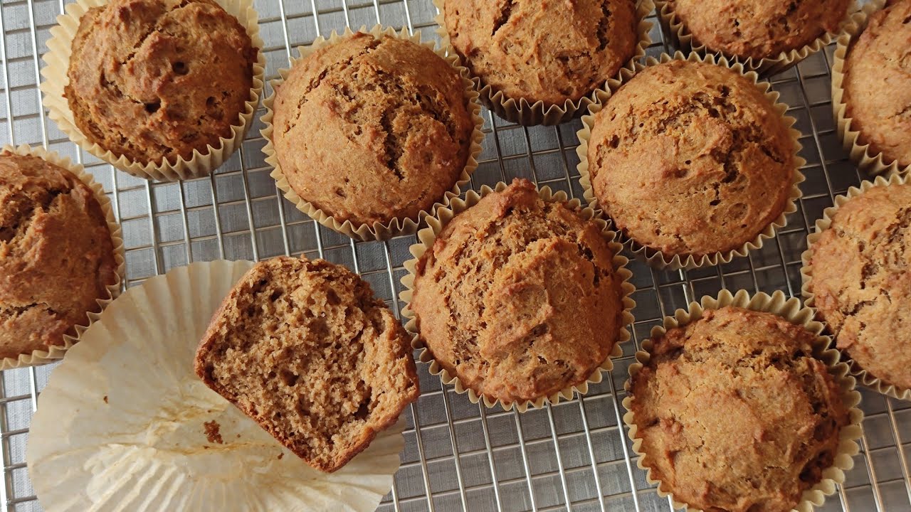 100% Whole Wheat Muffins/ Egg Free Dairy Free/ Easy and Healthy