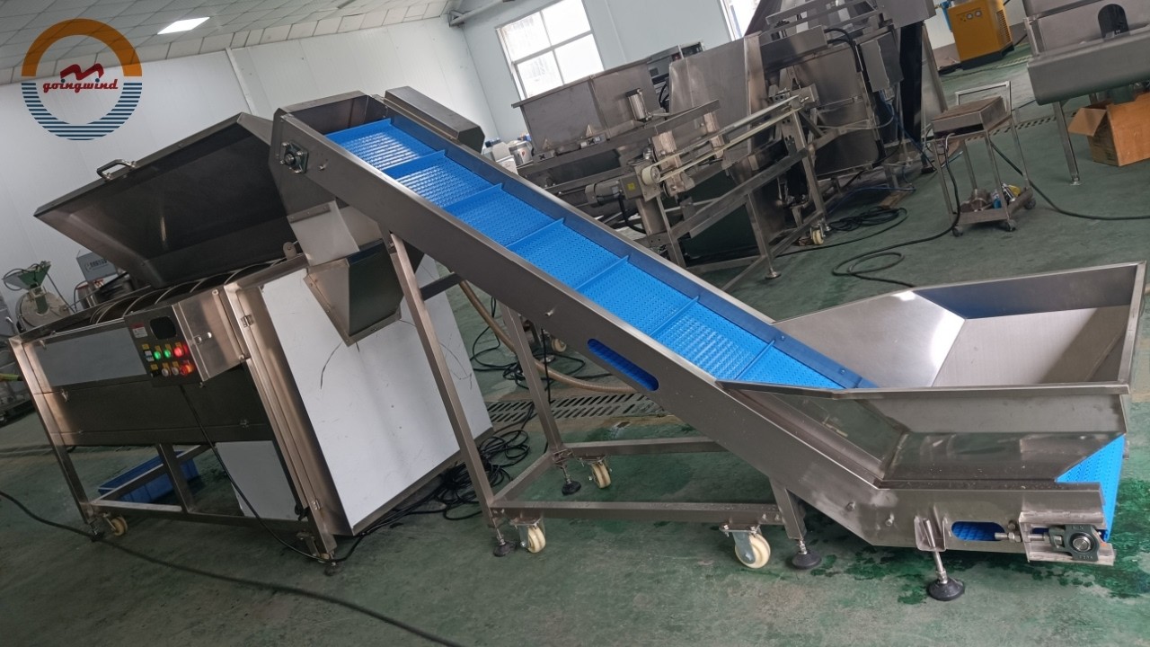Automatic potato washing peeling shredding packaging line industrial french fries production plant