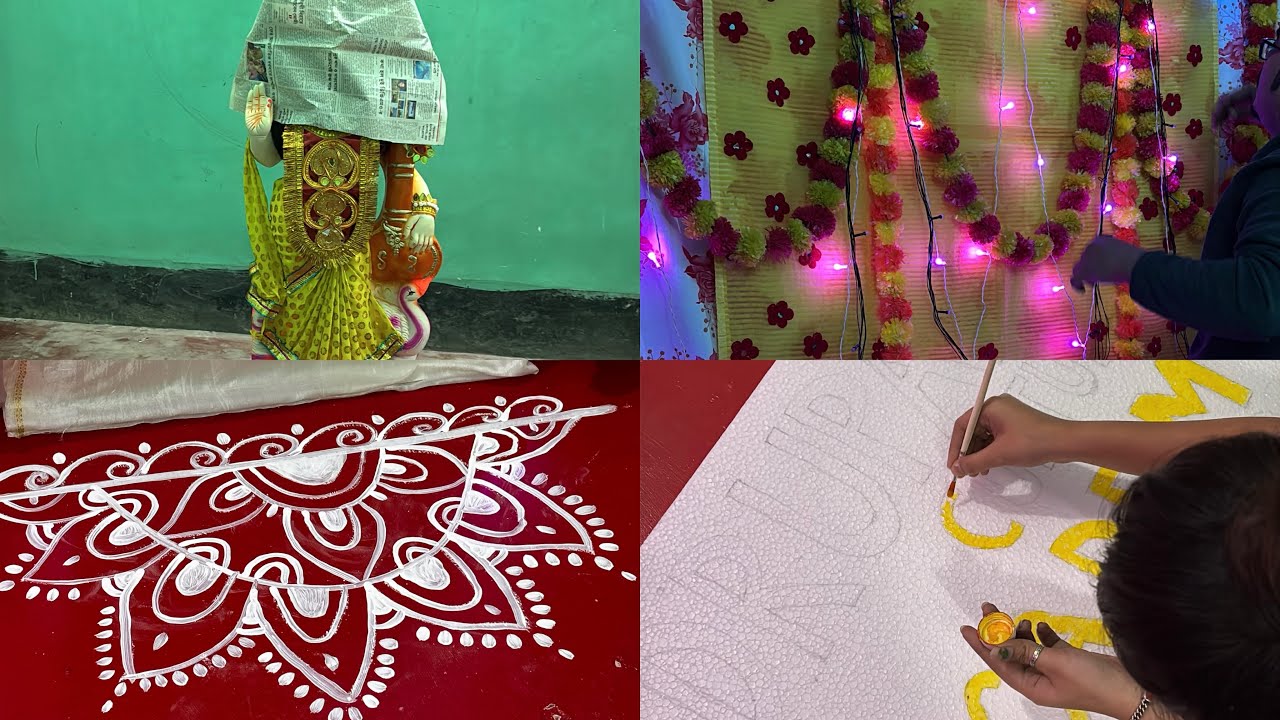 Saraswati Puja 2026,preparation আলপনা ,সাজানো এই প্রথমবার ডোলুর নাচের স্কুলের পুজো কেমন হলো জানিও 🙏
