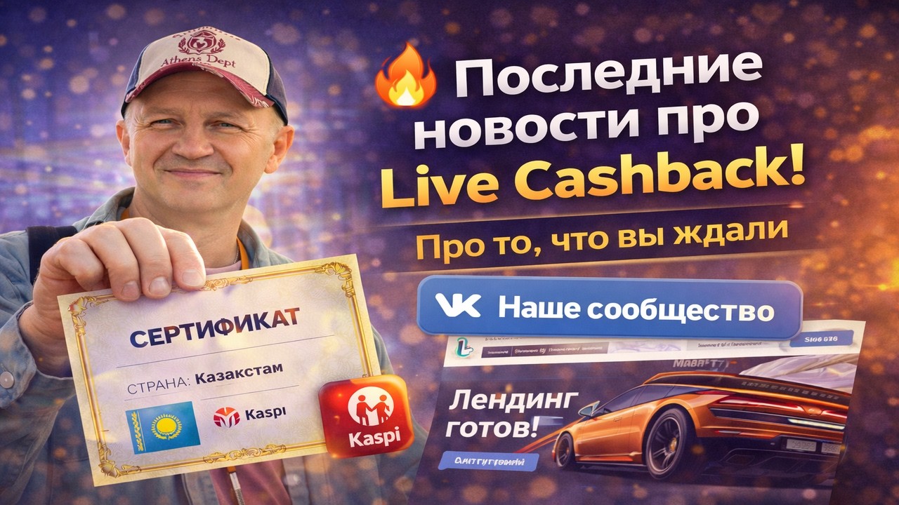 🔥 Последние новости Live Cashback! Первый сертификат в Казахстане, Kaspi, VK и новый лендинг