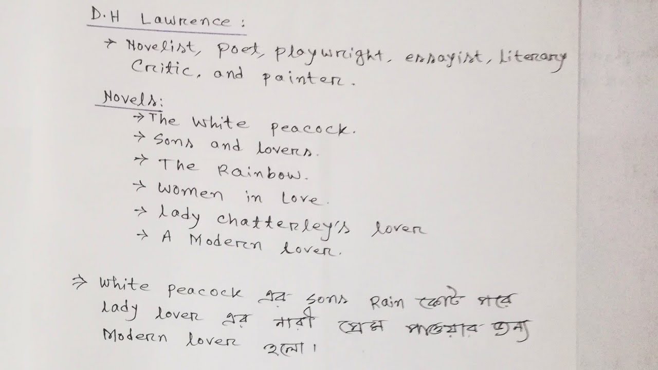 Modern Period, Part-9 : English  Literature  ( D. H. Lawrence, Huxley, Gunnar Myrdal, James Joyce