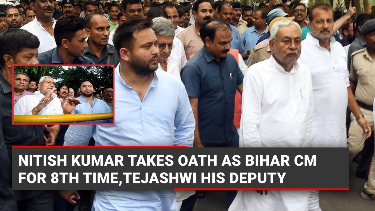 Nitish Kumar takes oath as Bihar CM for 8th time,Tejashwi his deputy