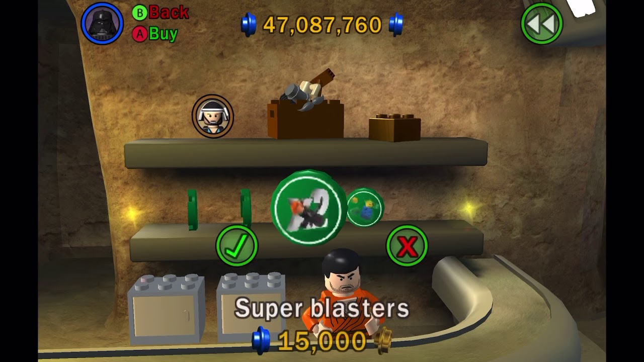 I unlocked all red bricks and characters(LEGO Star Wars The Complete Saga