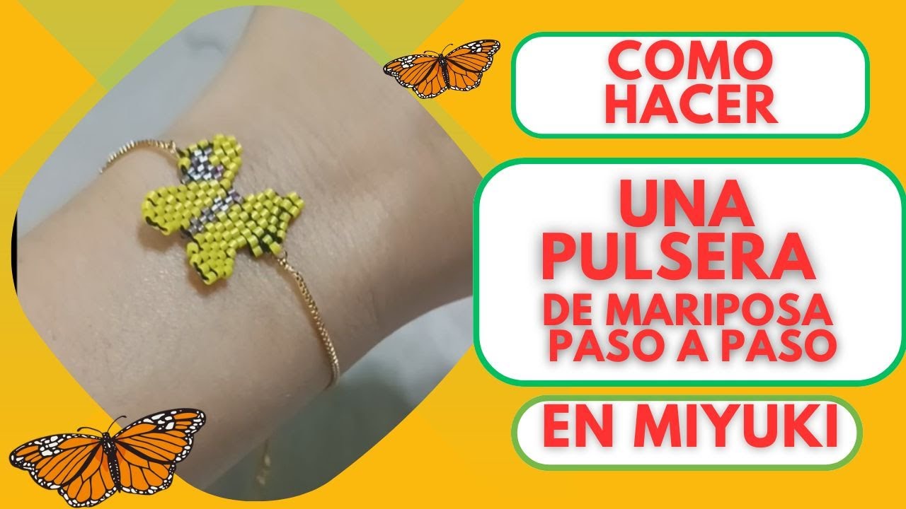 Como hacer una pulsera de mariposa /PASO A PASO/ mostacilla miyuki Puntada ladrillo. /BRICK STITCH/