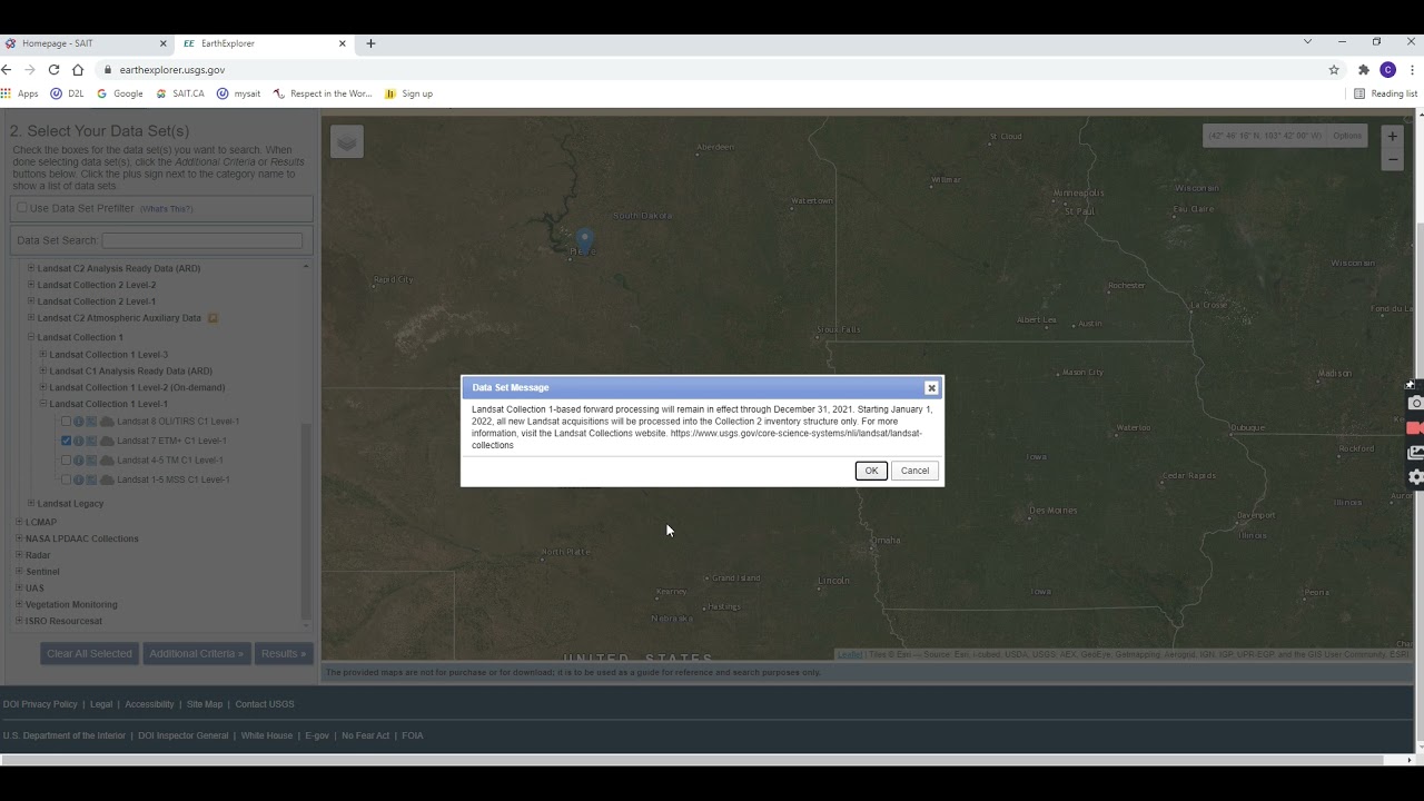 Downloading Landsat 7
