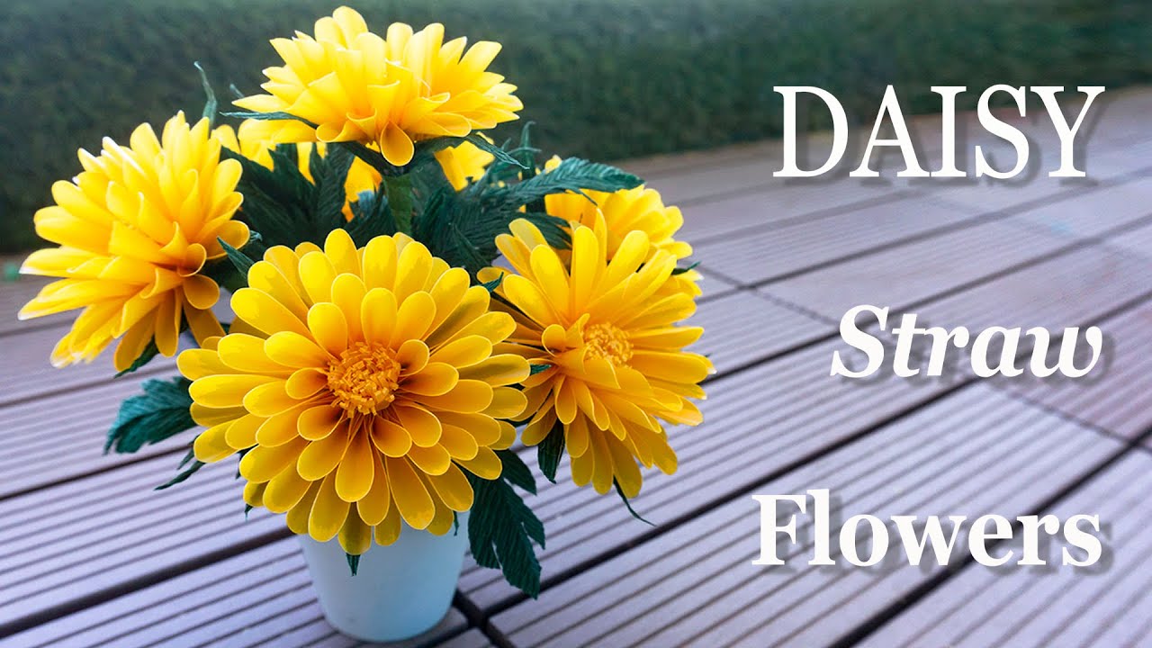 Make Daisy Flower with Plastic Straws | Drinking Straws Craft Ideas | Plastic Recycle