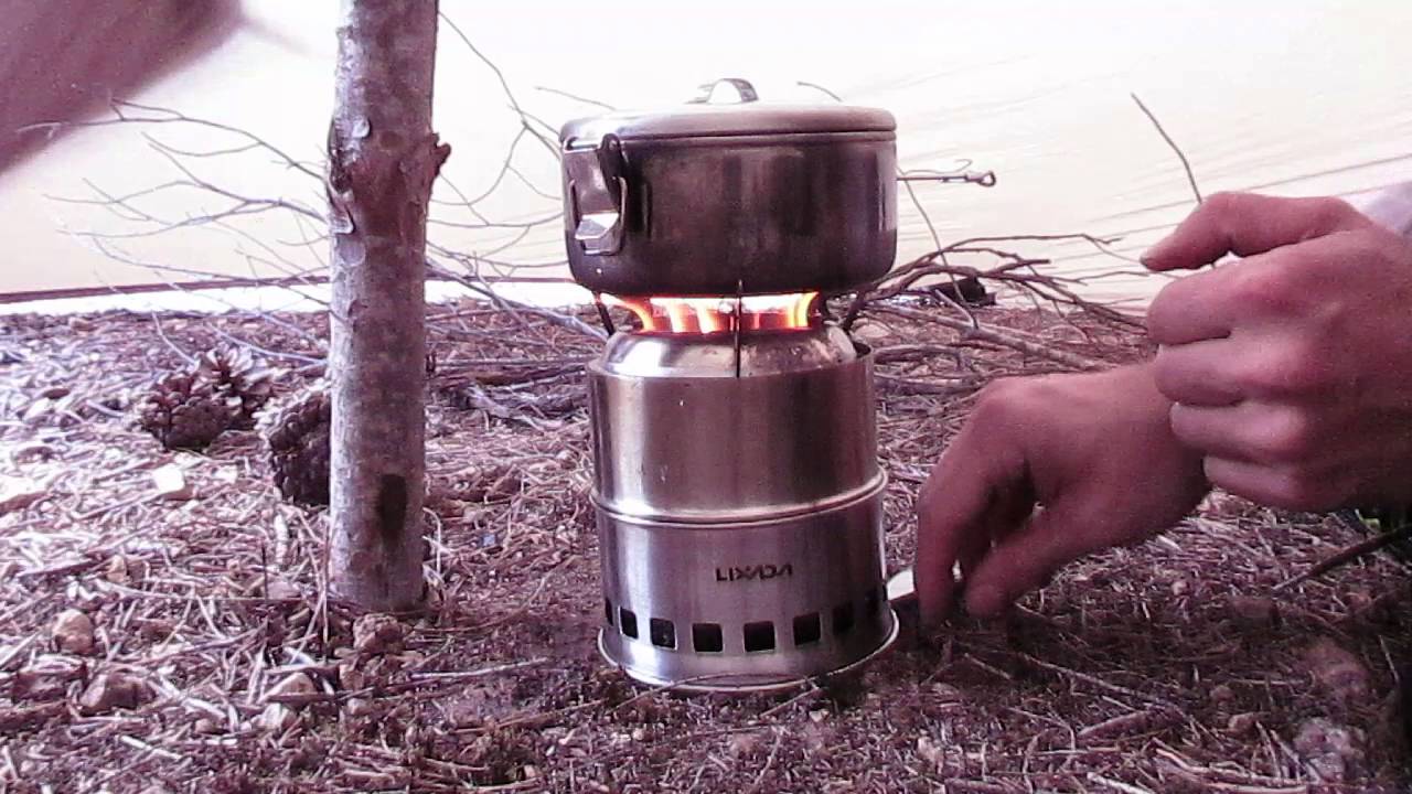 Hornillo de gas de madera, prueba haciendo té