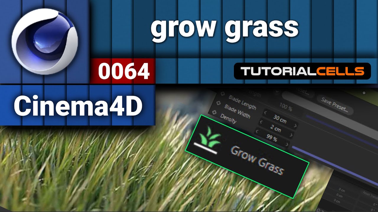 0064. grow grass ( architectural grass tag ) in cinema 4d