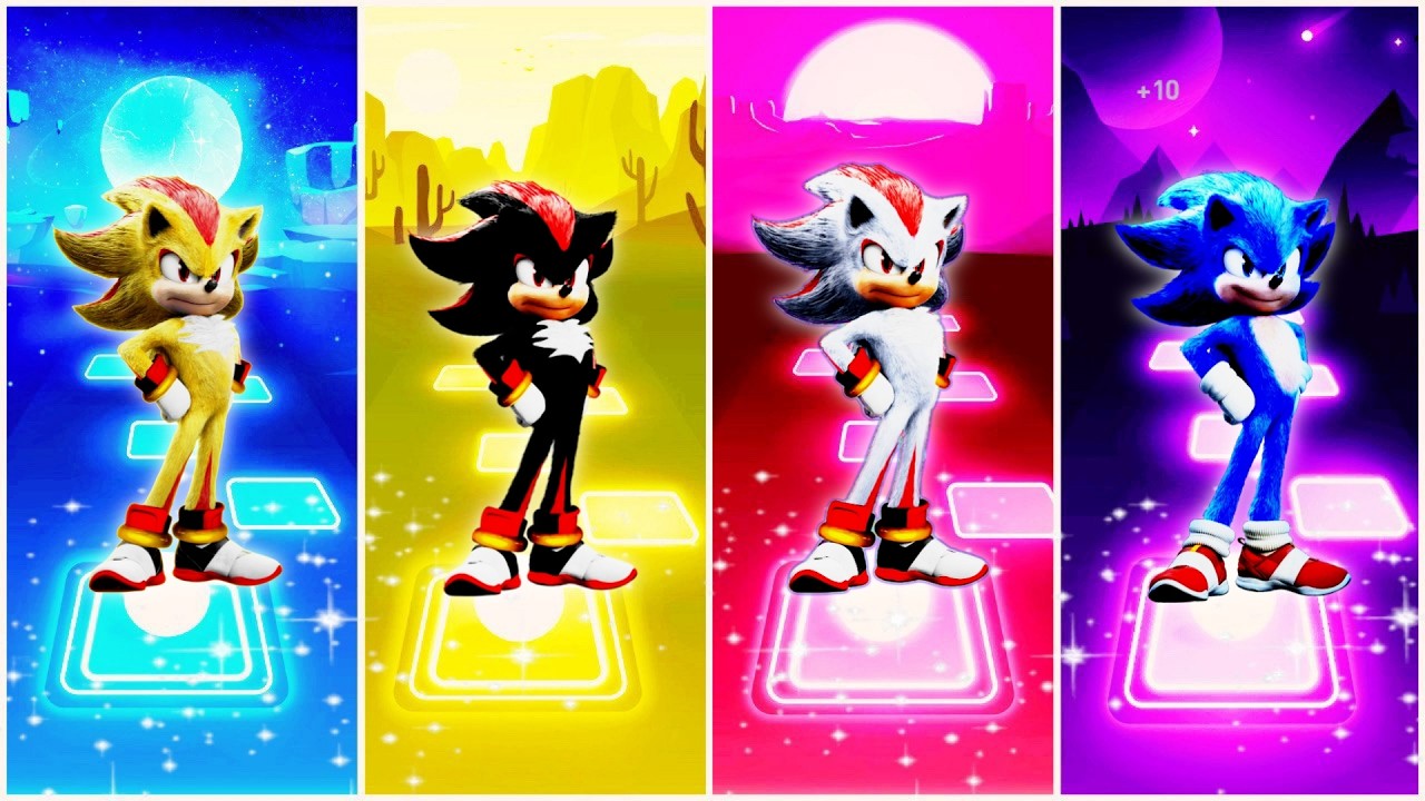 Super Sonic 🆚 Shadow the Hedgehog 🆚 Silver the Hedgehog 🆚 Sonic the Hedgehog | Tiles Hop EDM Rush