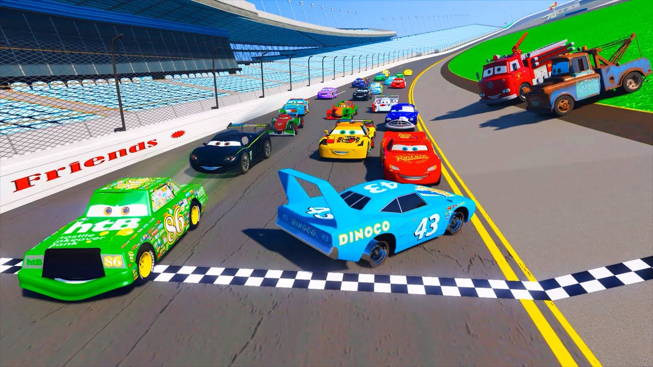 Race Cars 2 Daytona McQueen Chick Hicks The King DINOCO and All Cars Friends Videos & Songs