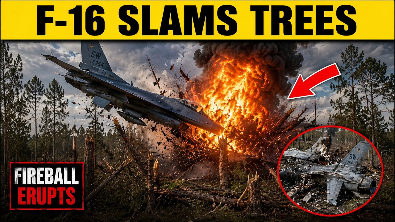 HUGE Fireball Erupts After F-16 Slams Into Trees