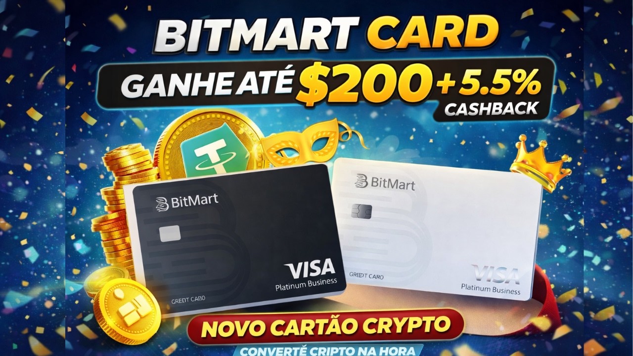 BITMART CARD: Cartão Cripto que Dá Cashback em DÓLAR (Ganhe Até $200 e CASHBACK 5.5%)