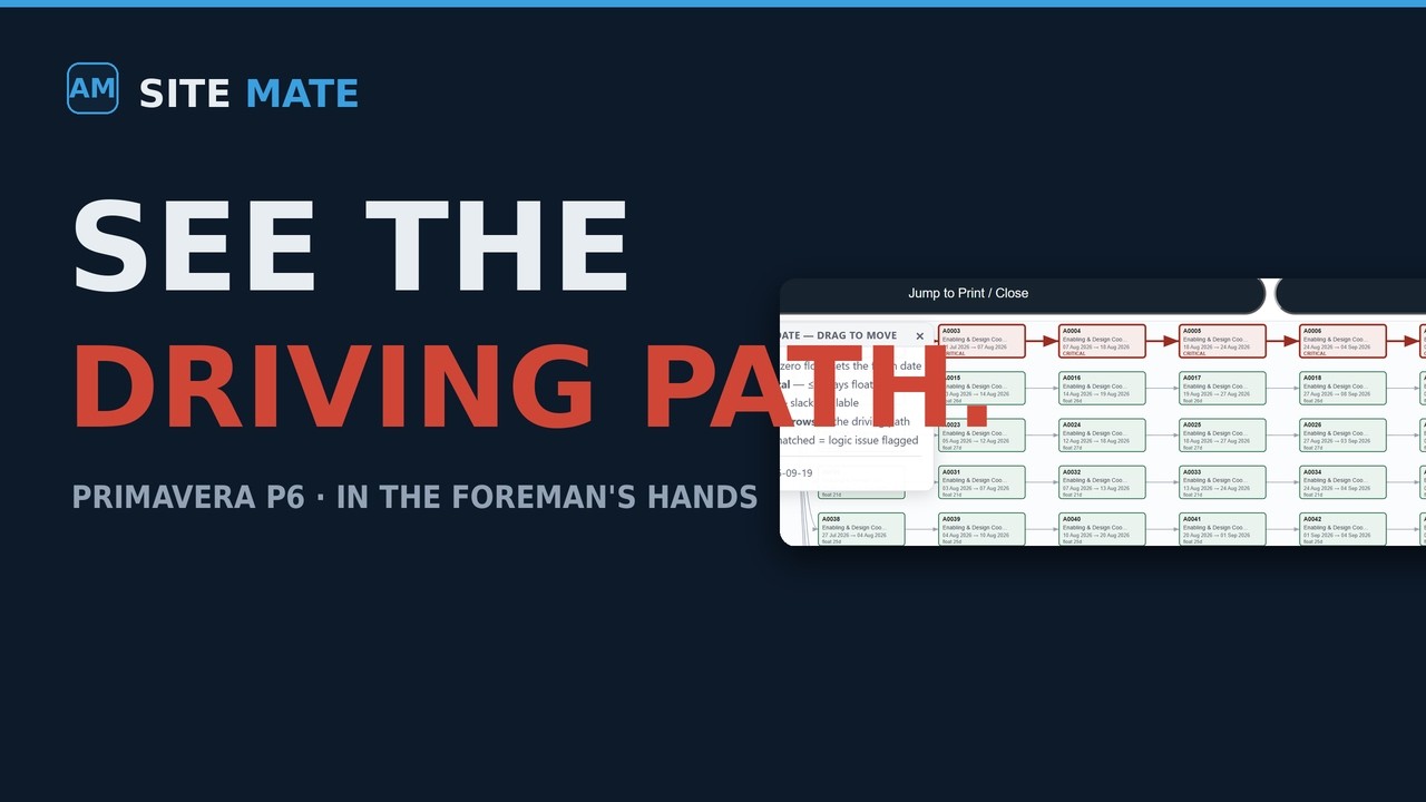 SITE MATE - Read Your Primavera P6 Like a Planner &mdash; On Site, Offline