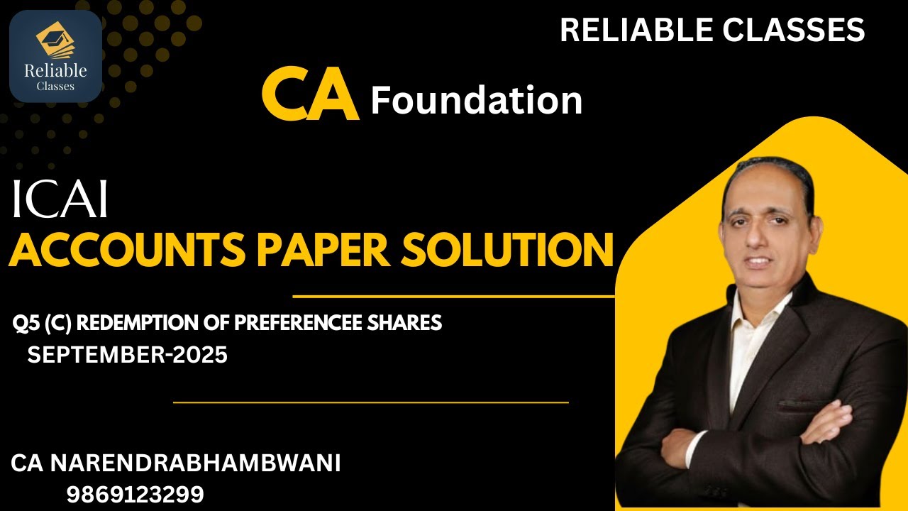 Accounts  CAFC  Sept  2025 ICAI  paper Q5c Redemption of preference shares