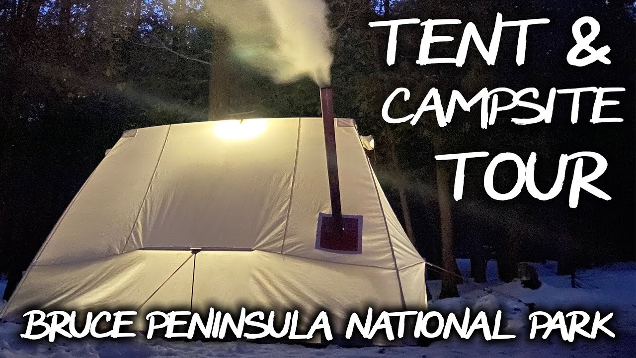 CYPRUS LAKE WINTER CAMPSITE & TENT TOUR