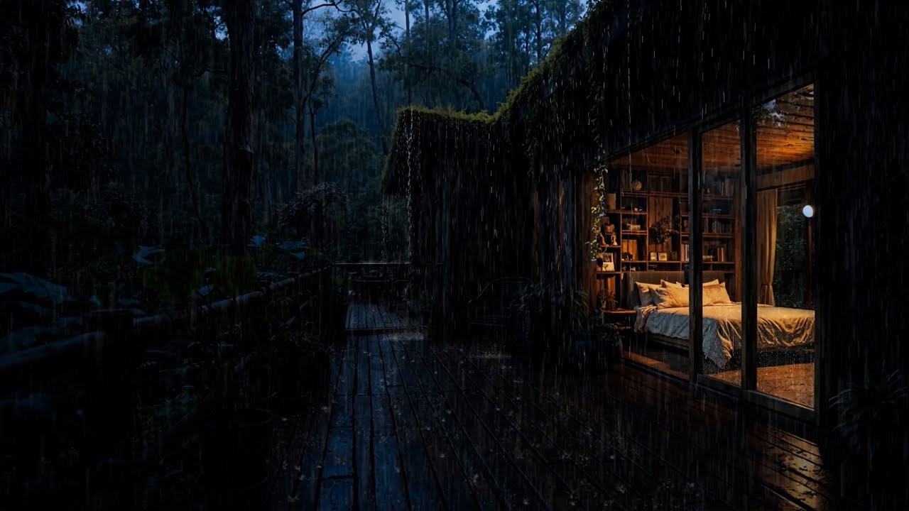 Peaceful Night Rain at Quiet Lakeside Cabin| Relaxing Ambience for Deep Sleep, Focus, and Meditation