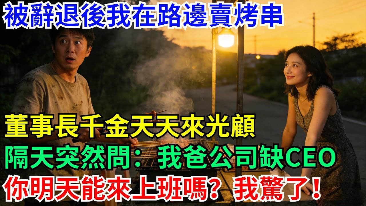 被辭退後我在路邊賣烤串，董事長千金天天來光顧，隔天她突然問我：我爸的公司缺個CEO，你明天能來上班嗎？我驚了！#男頻小說#都市#故事#小說#爽文