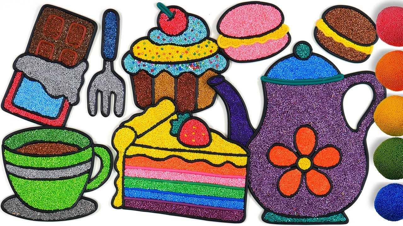 Торт, чайный сервиз | Coloring Cake, Tea Set with Foam clay for Kids, Children