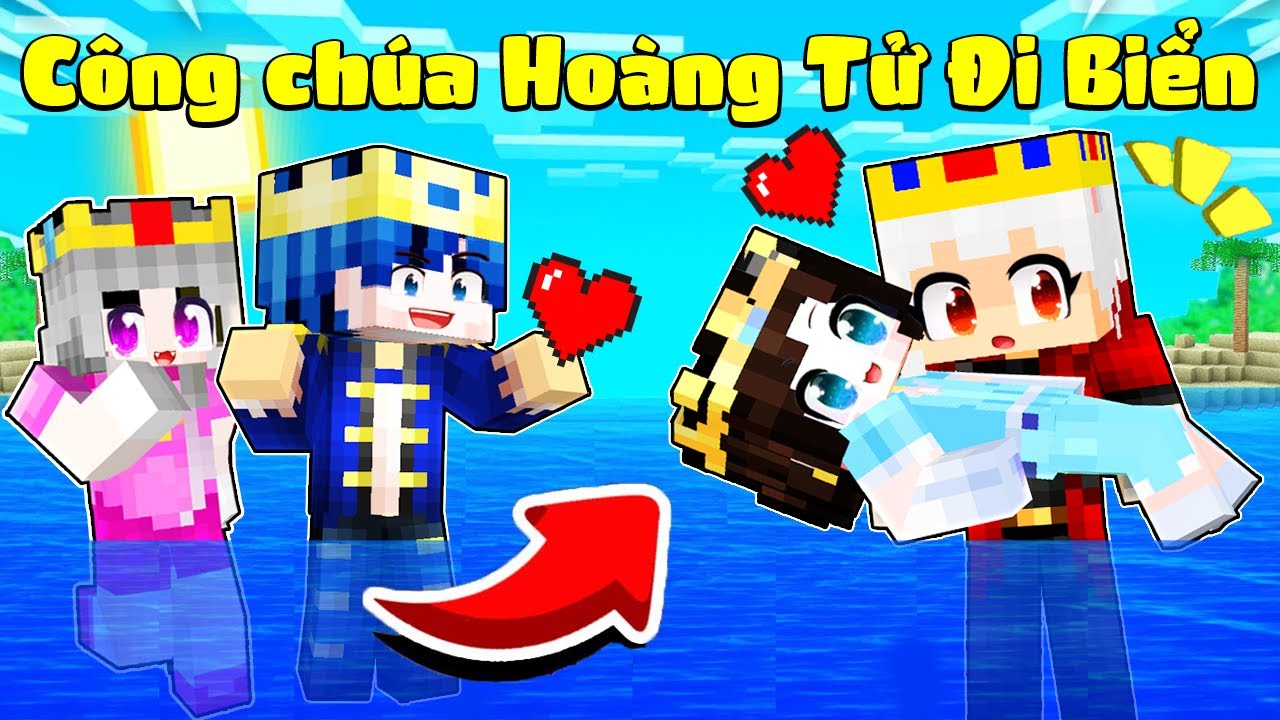 Kairon V&agrave; Phong Cận Ho&agrave;ng Tử 1 Ng&agrave;y Dẫn Simmy V&agrave; Sammy C&ocirc;ng Ch&uacute;a Đi Biển Trong Minecraft