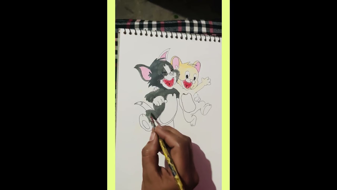 Tom & jerry painting with brush