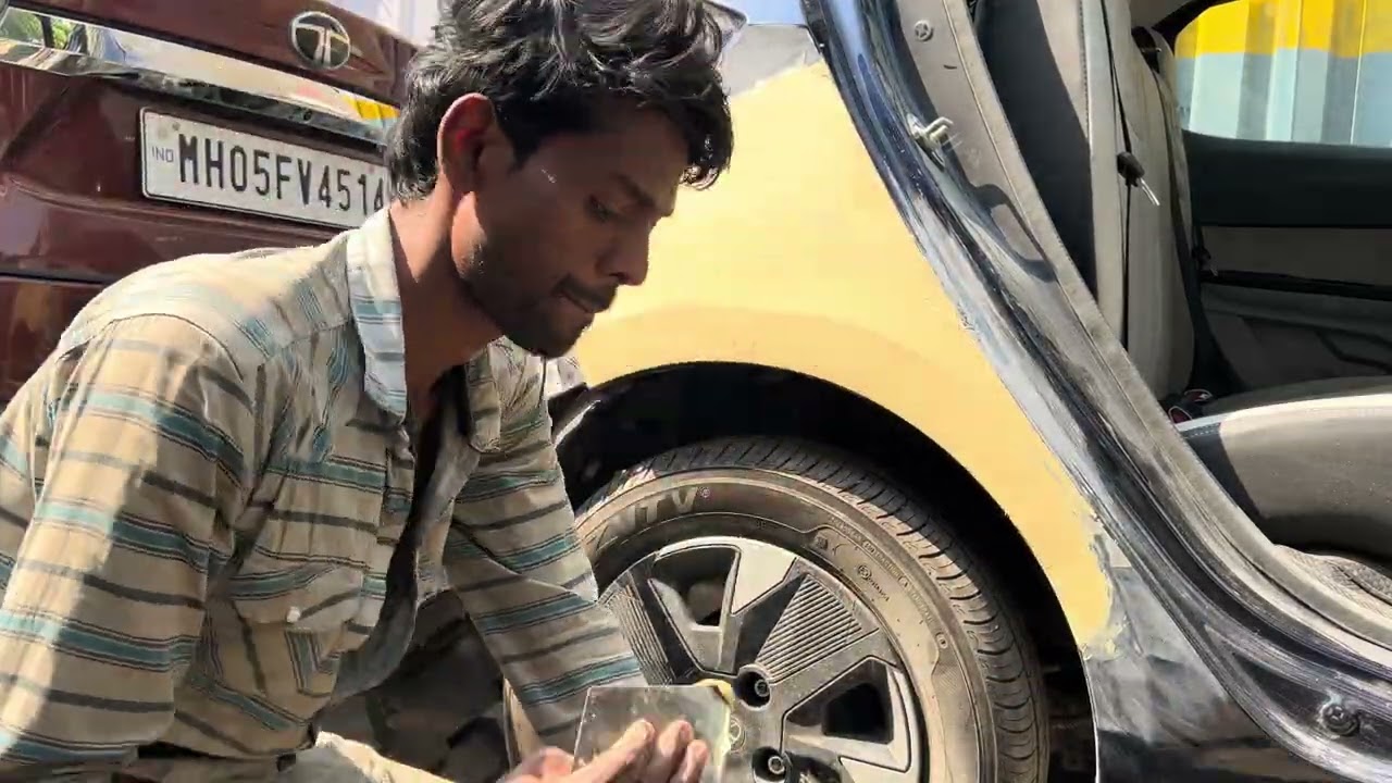Tata Tigor Quarter Panel Putty Work 🔥 | Line Level Process #shorts