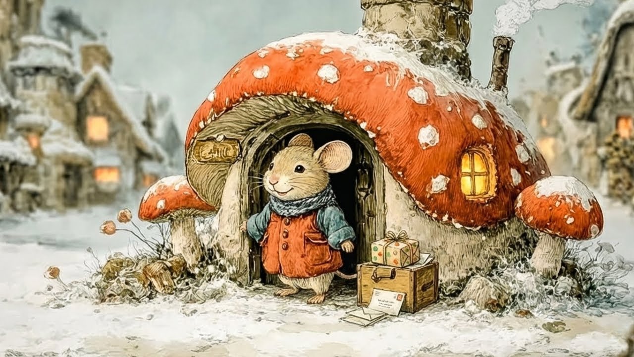 A Quiet Day in the Mushroom House | Soft & Cozy Winter Music & Illustration