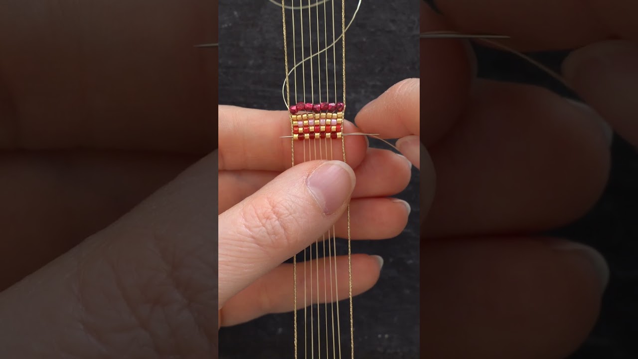 TUTORIEL | Bracelet Miyuki au m&eacute;tier &agrave; tisser avec bordures dor&eacute;es