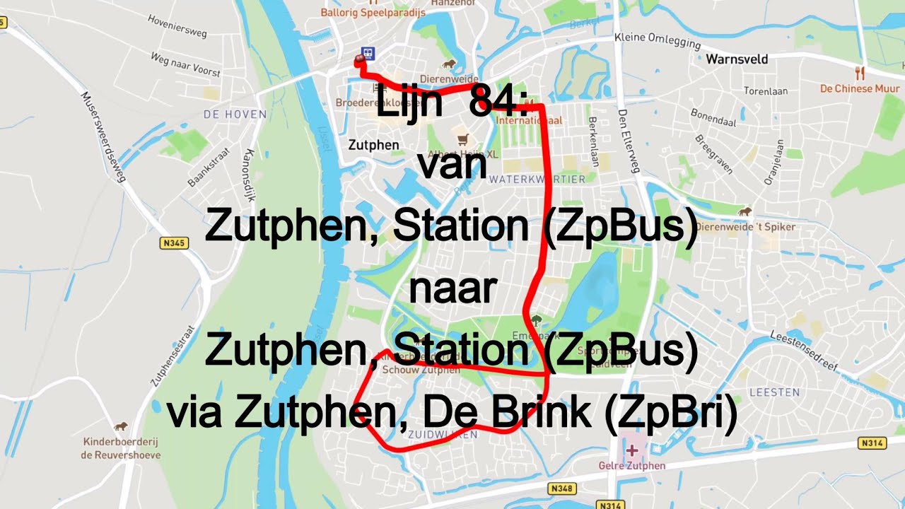 Lijn 84 van Zutphen ZpBus  naar Zutphen ZpBus  via Zuidwijken