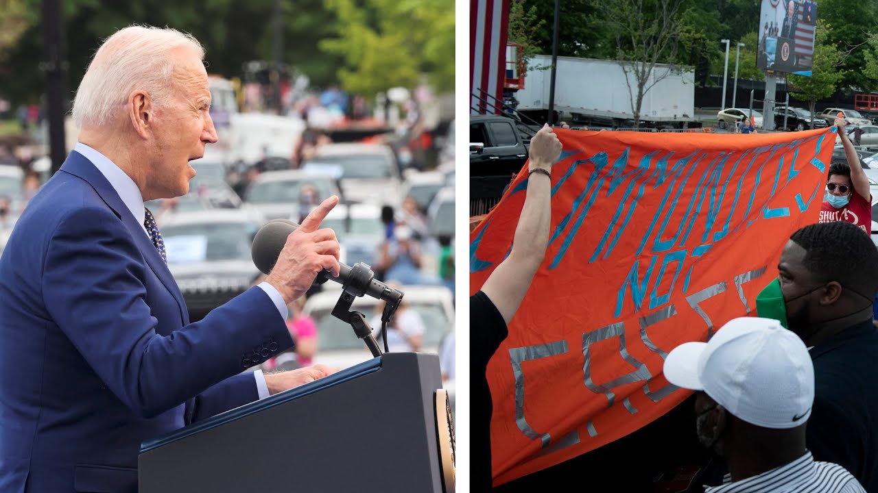 Joe Biden heckled at rally over detention centres at US-Mexico border
