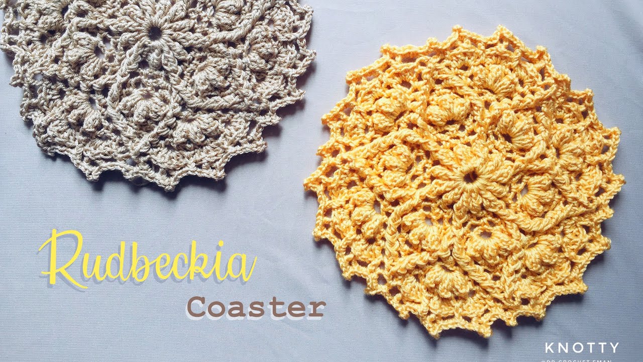 كوستر كروشيه خطوة بخطوة - Rudbeckia Coaster Crochet