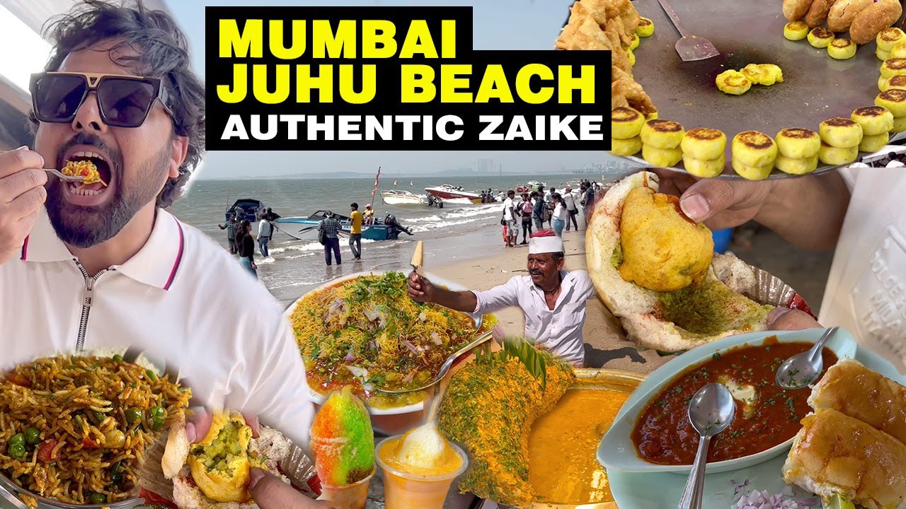 Juhu Beach Aur Yaha ke Authentic Zaike | Mumbai Juhu Beach | Vada Pav Pav Bhaji, Tikki Ragda, Bambai