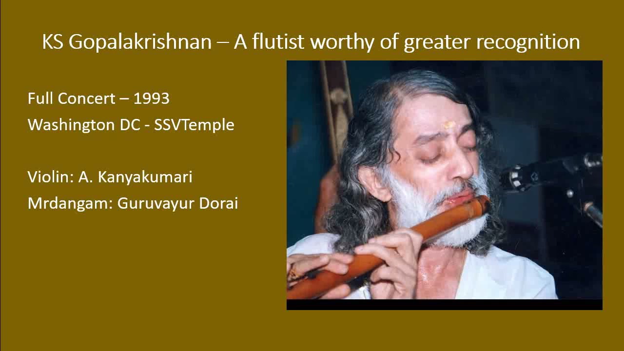 KS Gopalakrishnan - Wonderful 1993 concert in Washington DC, USA